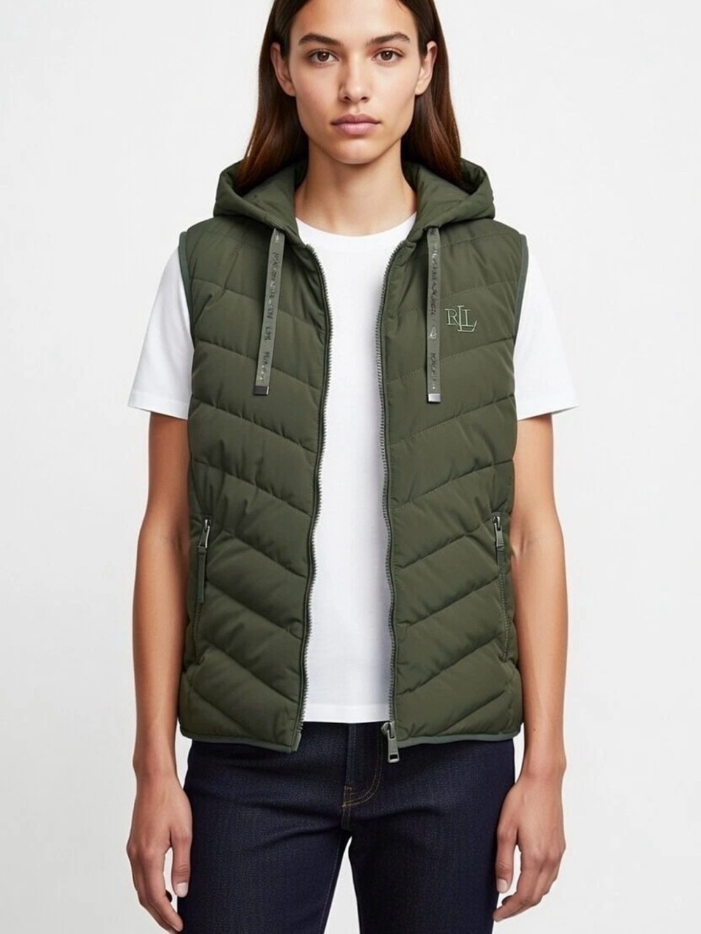 Ralph Lauren Army Green Hooded Puffer Vest